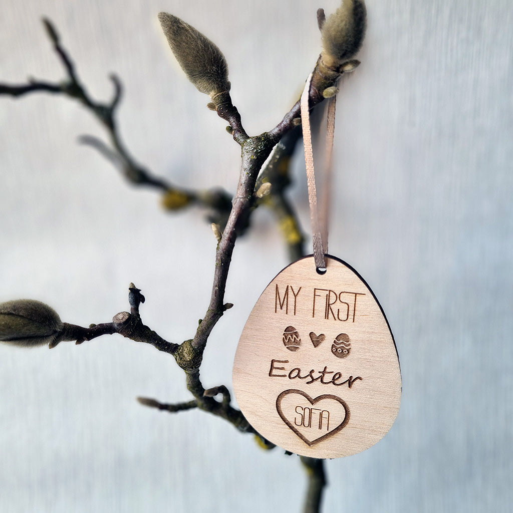 Houten paashanger met naam