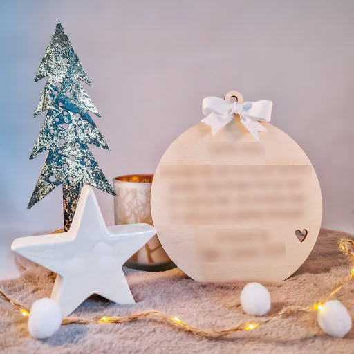 Houten nieuwjaarsbrief "Kerstbal" - eigen ontwerp