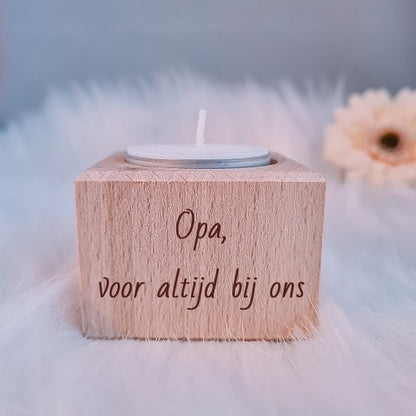 Gepersonaliseerde houten theelichthouder