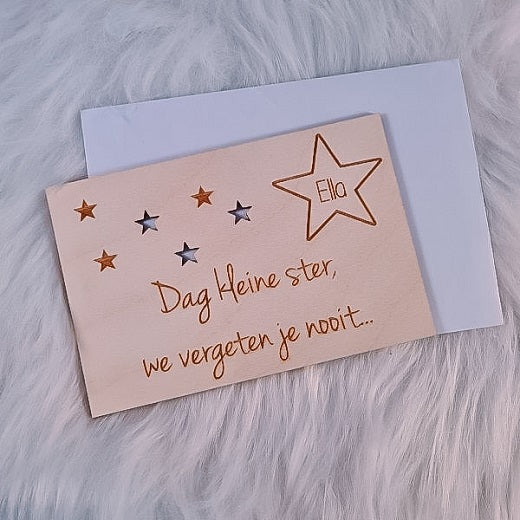 Houten wenskaart "Boven De Wolken"