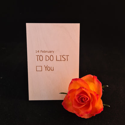 Houten wenskaart "To do list"