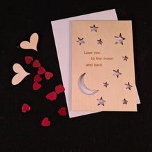 Afbeelding in Gallery-weergave laden, Houten wenskaart &quot;To the moon&quot;
