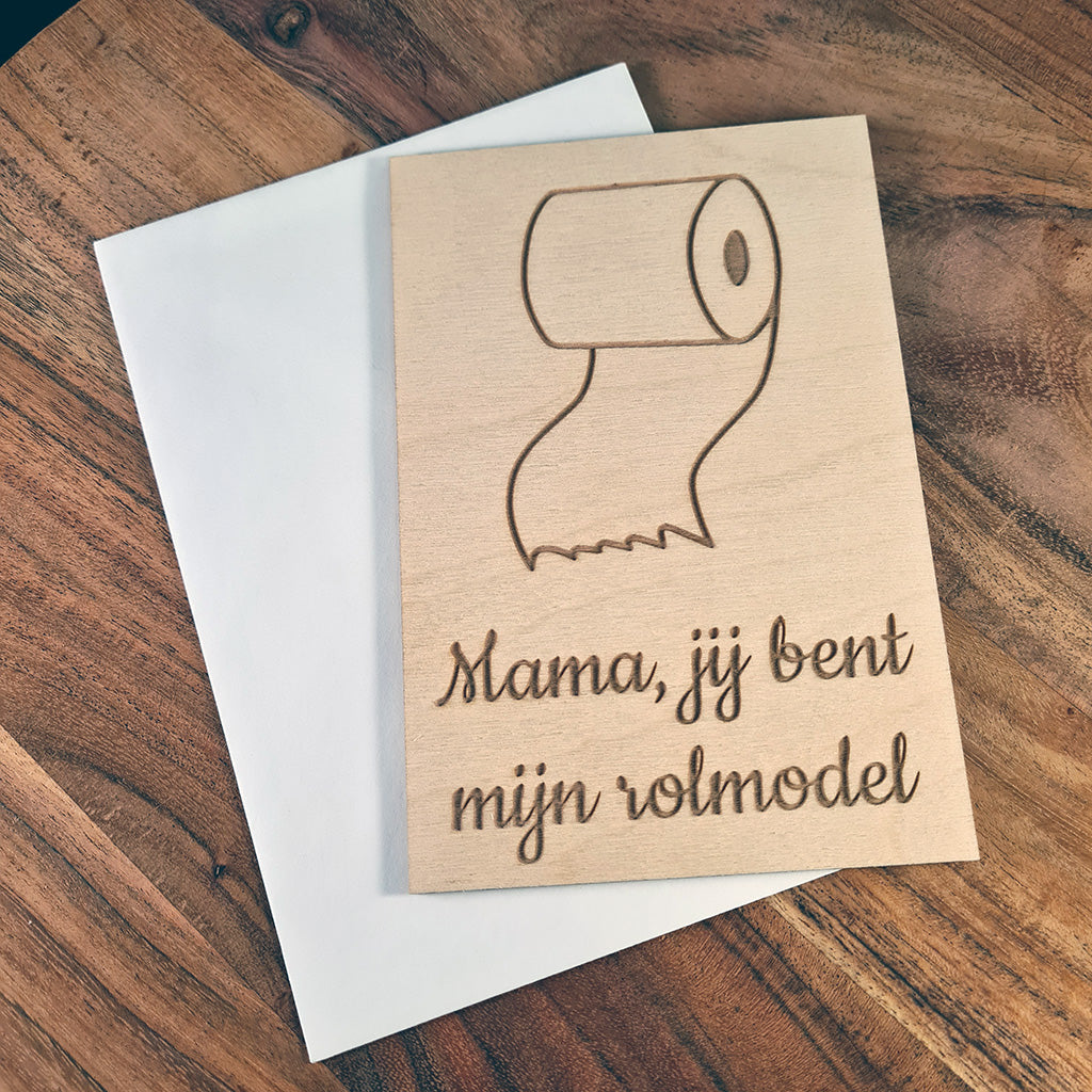 Houten wenskaart 