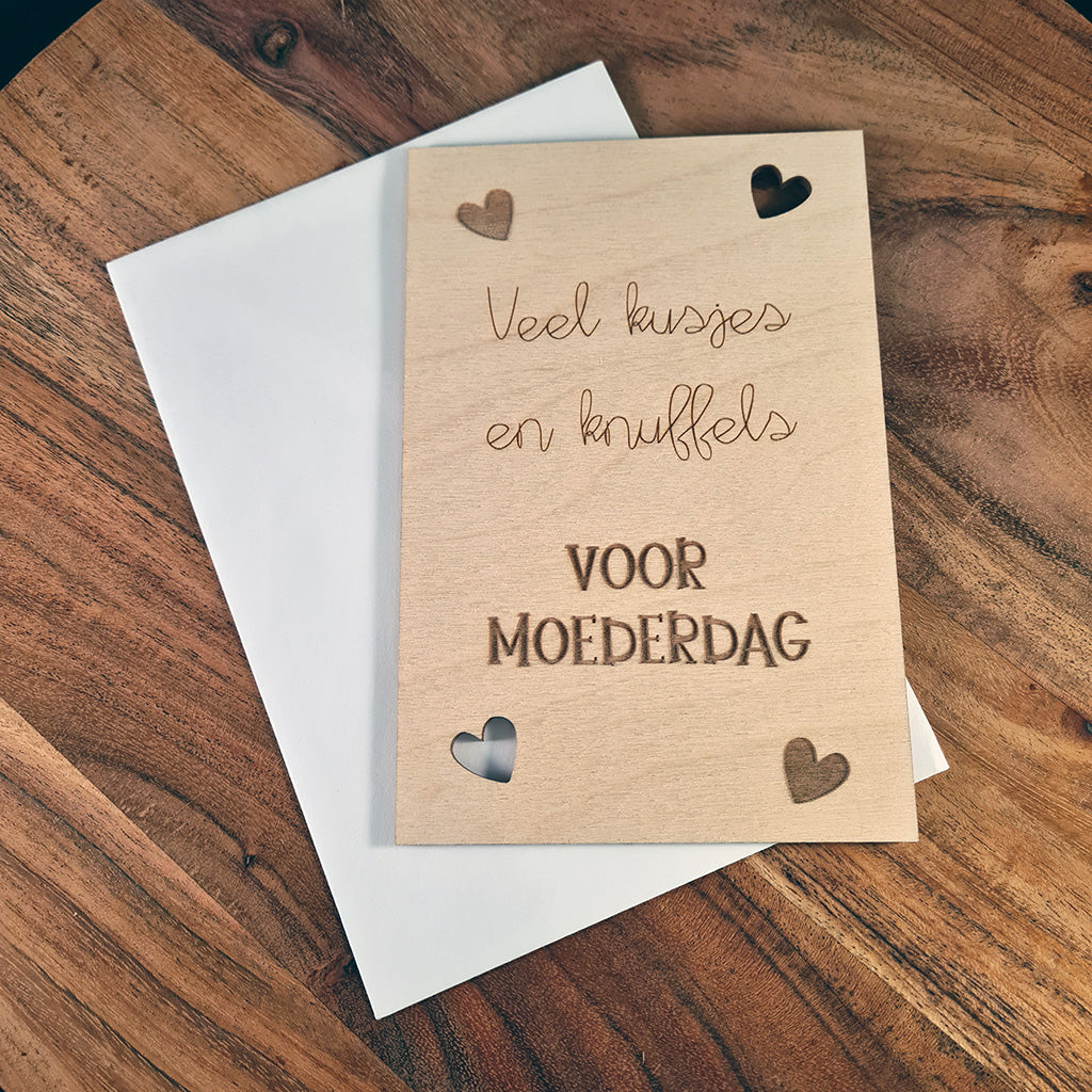 Houten wenskaart 