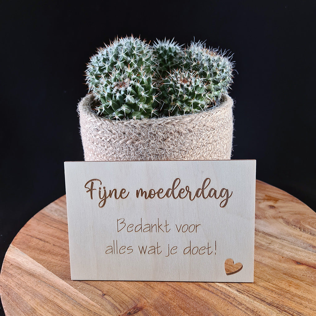 Houten wenskaart "Fijne moederdag"