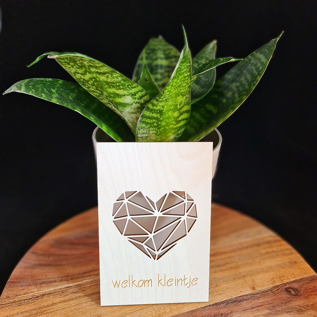 Houten wenskaart 