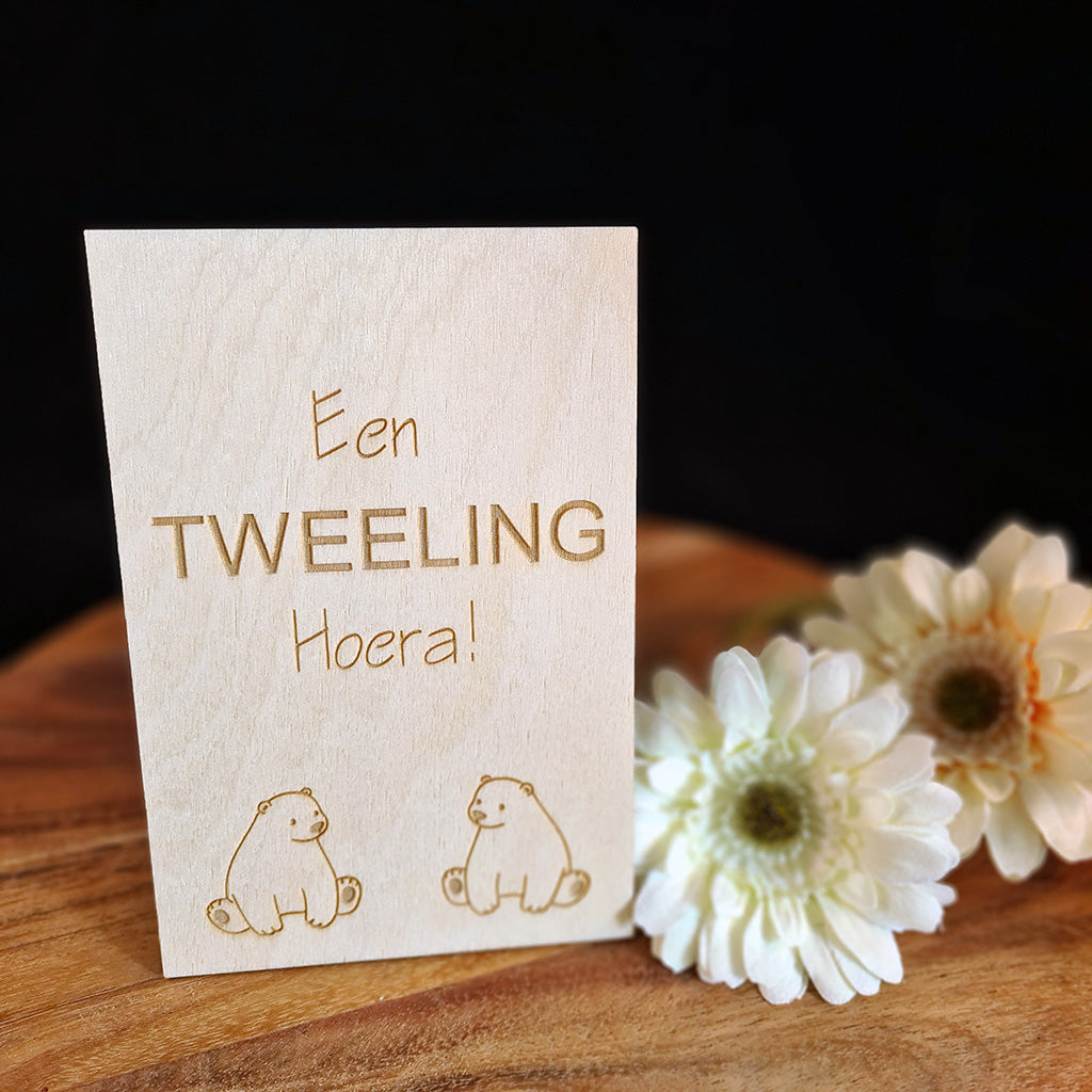Houten wenskaart 