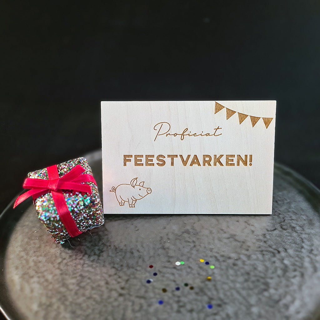 Houten wenskaart 