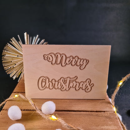 Houten wenskaart "Merry Christmas"