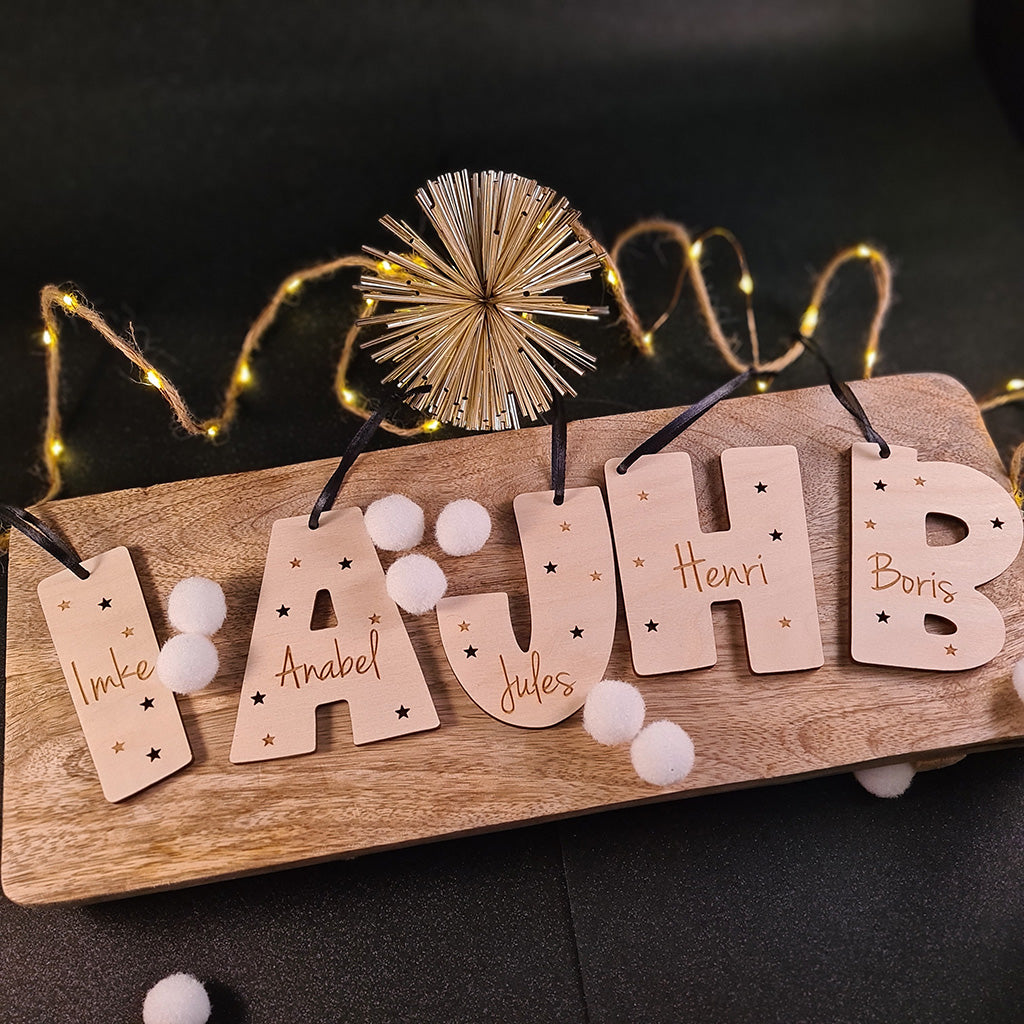 Kerstbal "Letter" met naam