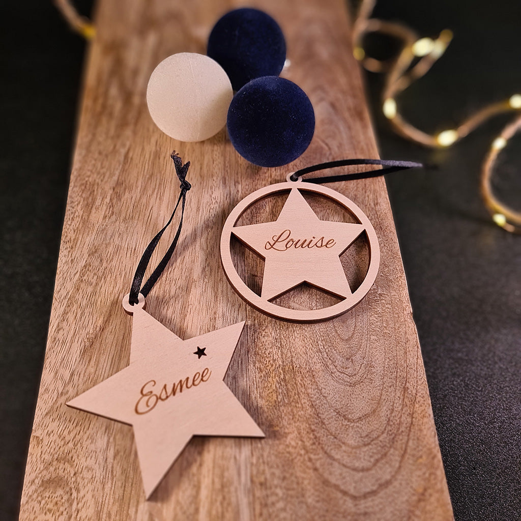 Kerstbal "Ster" met naam