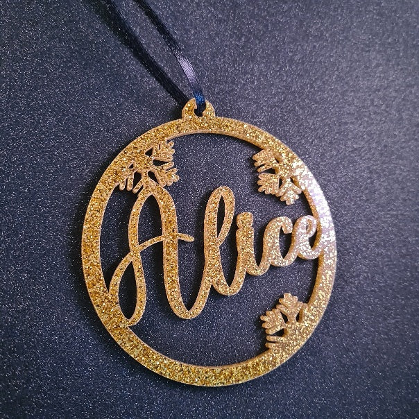 Kerstbal "Glitter" met naam