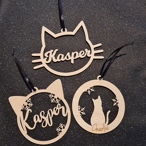 Kerstbal "Kat" met naam