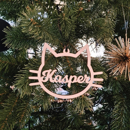 Kerstbal "Kat" met naam