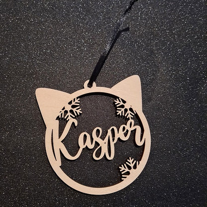 Kerstbal "Kat" met naam