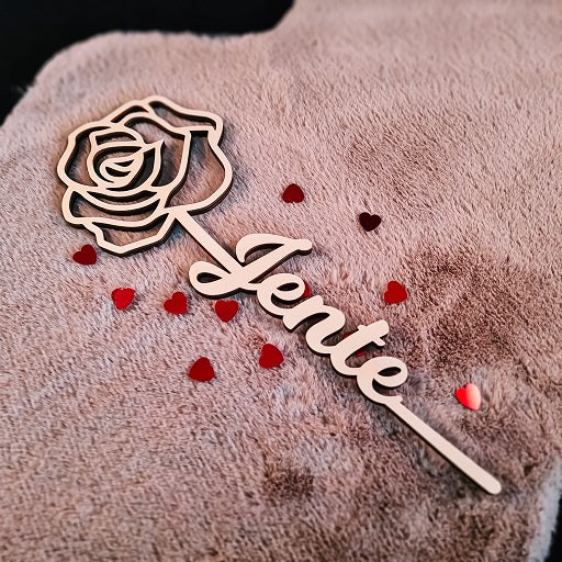 Gepersonaliseerde houten roos
