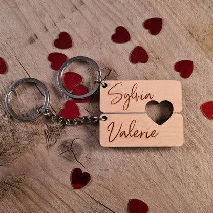 Set van twee sleutelhangers met hartje