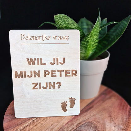 Houten bord "Belangrijke vraag"